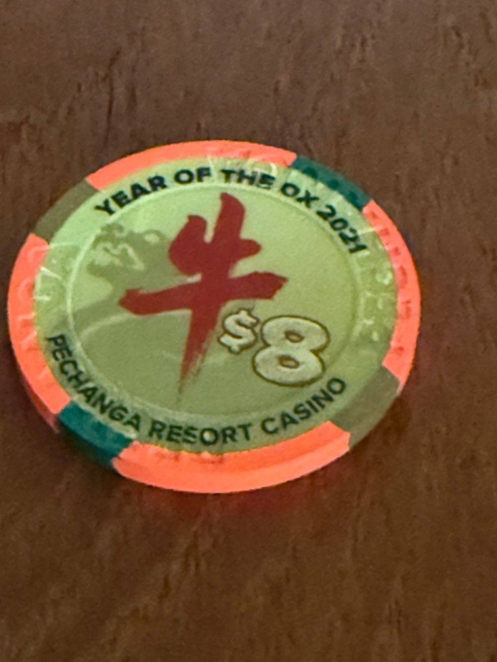 casino chip pechunga casino temecula calif. year of the ox 2021 uncir $8.00 orig
